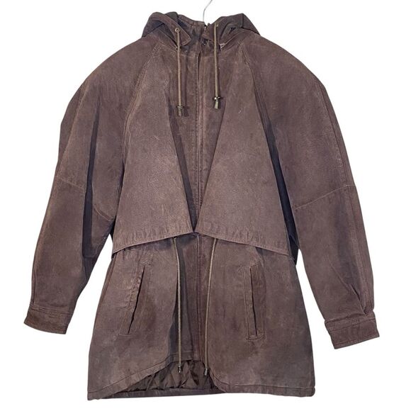 Kathy Ireland Vintage Leather Parka w Removable Drawstring Hood Womens Size XL - Picture 1 of 5